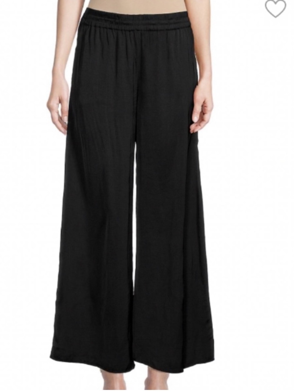 Pants Wide Leg Palazzo Black Satin Pull On